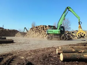 Timber being cleared off a wooded lot